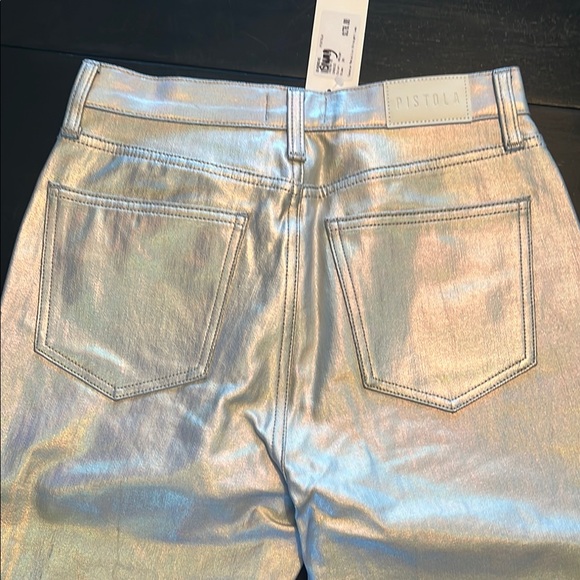 *NWT* Pistola Cassie Silver Metallic Straight Leg Jeans - Picture 9 of 9